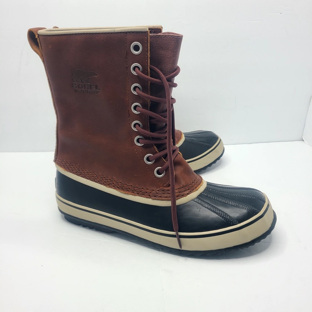 Sorel 1964 Premium Waterproof Leather Winter Duck Boots Brown Womens 10.5